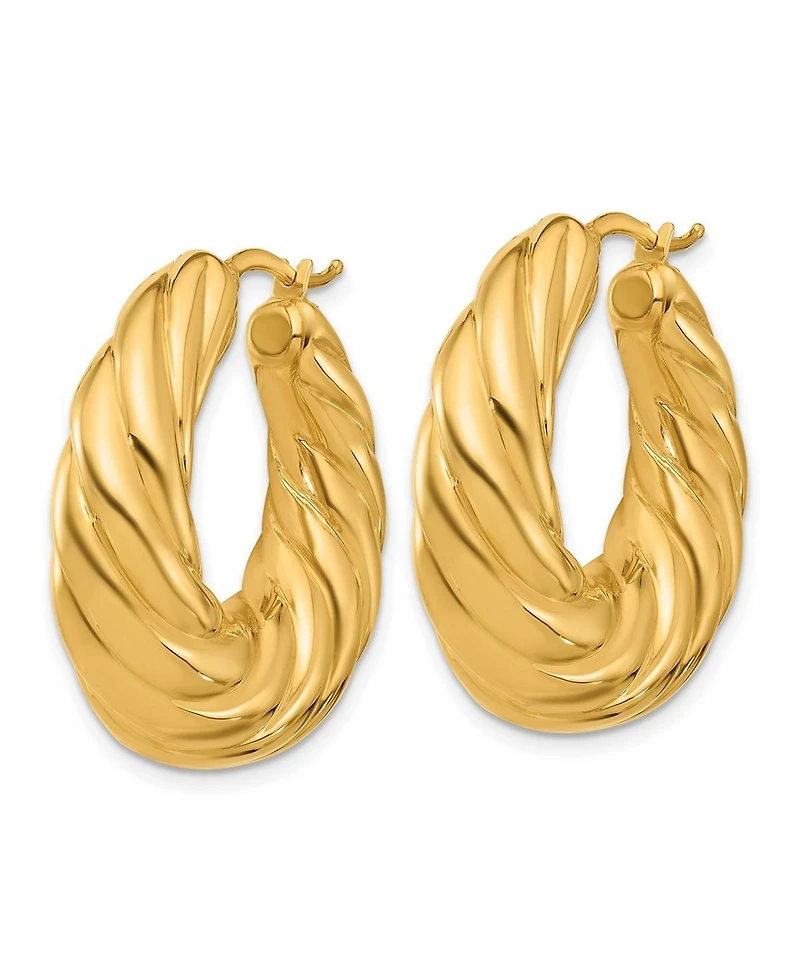 Curata Jewelry Solid 18k Yellow Gold Italian 32mm Scalloped Puffed Hoop Earrings 31.9x31.2mm Wide 10mm Thick Hoop Earring