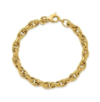 Curata Jewelry Solid 18k Yellow Gold 7.5 Inch Italian 6.3mm Textured and Polished Woven Links Bracelet Link Bracelet