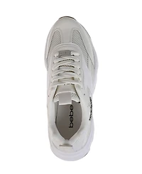 bebe Women's Sneaker with Chunky Outsole and Mixed Material Upper