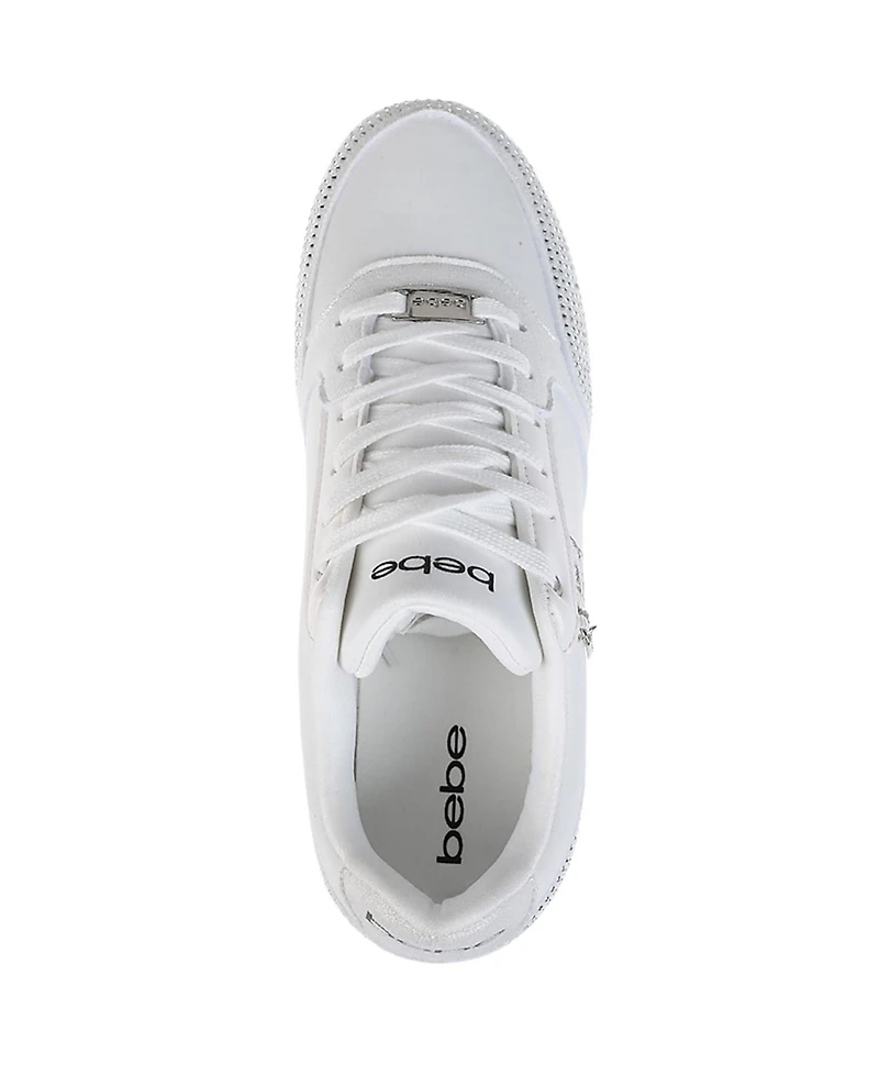 bebe Women's Sneaker with Embellised Upper and Dangle Charm
