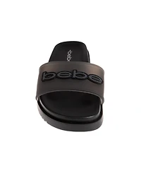 bebe Women's Sandal with Translucent Upper and Rubber Logo Patch