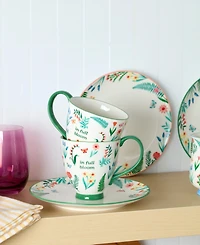 Oneida First Blooms Green Mugs, Set of 2