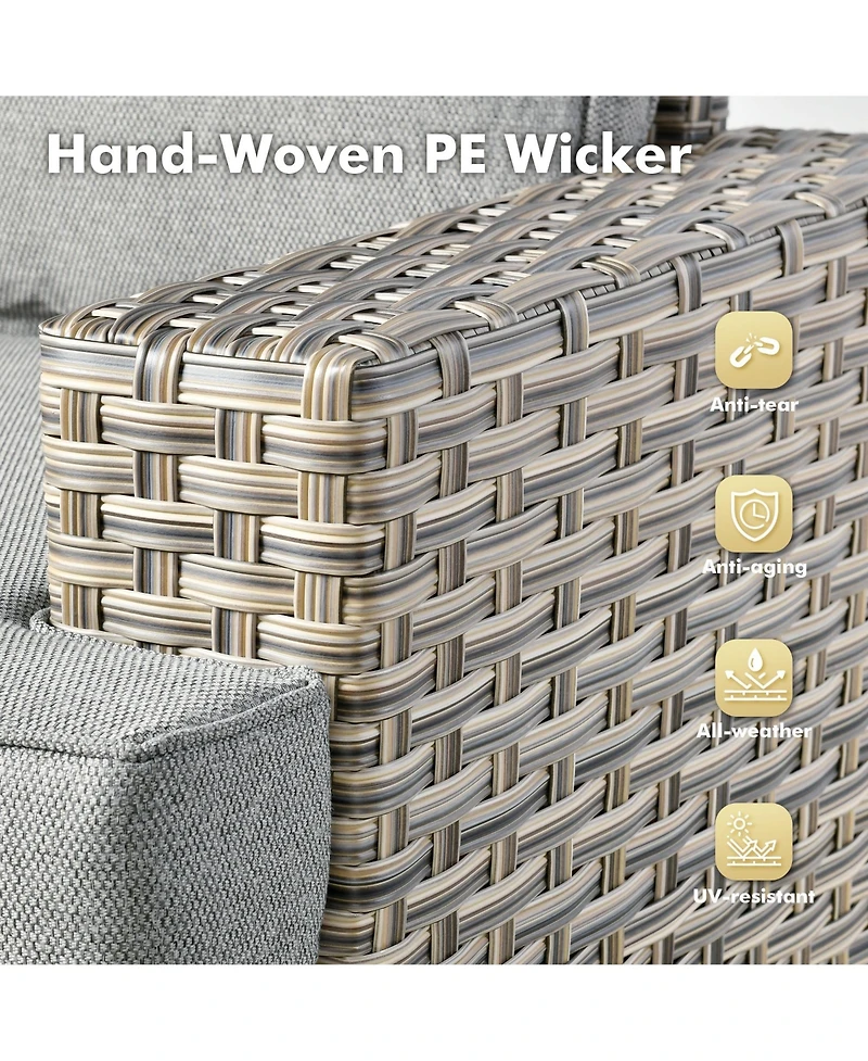 Xizzi 9 Pieces Wicker Outdoor Patio Furniture Set,Rattan Modular Sectional Sofa,Outside Swivel Rocking Chairs Coversation Set with Side Table