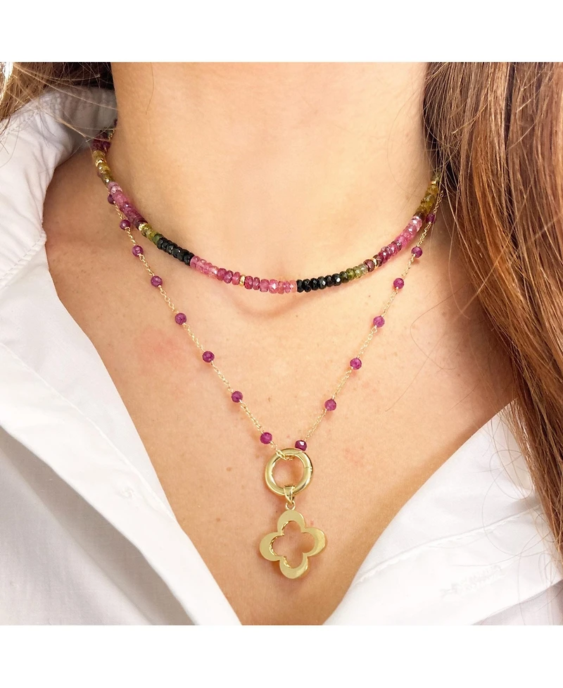 The Lovery Rainbow Tourmaline Bead Necklace 14K Gold