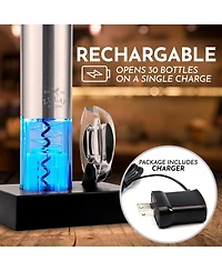 Electric Wine Opener With Charging Base and Foil Cutter - Stainless Steel Automatic Wine Bottle Opener