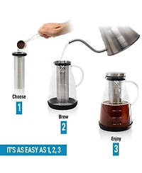 Airtight Cold Brew Coffee Maker with Extra Thick Glass Carafe