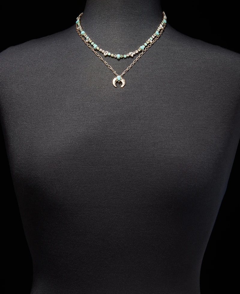 lonna & lilly Mixed Stone Layered Pendant Necklace, 16" + 3" extender