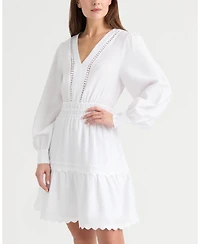 Ellen Tracy Women's Long Sleeve Dress with Flounce Hem
