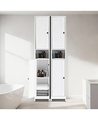 gaomon Tall Narrow Bathroom Cabinet, 66.9", Freestanding Water-Resistant Storage, 2 Doors, Small Space Organizer
