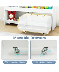 Sugift Kids Toy Storage Organizer Wooden Bookcase with 2 Movable Drawers