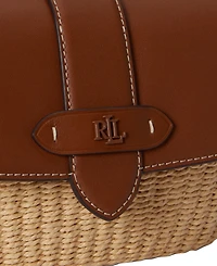 Lauren Ralph Small Lynden Straw-Leather Shoulder Bag