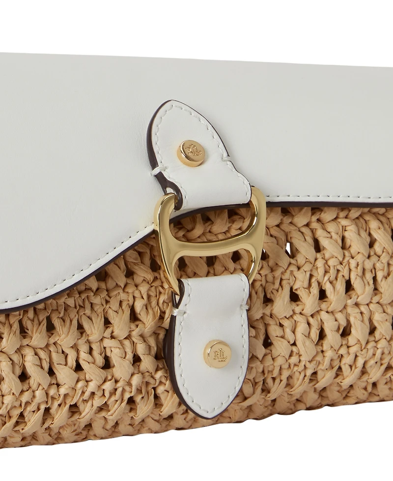 Lauren Ralph Lauren Straw-Leather Small Tasha East-West Shoulder Bag
