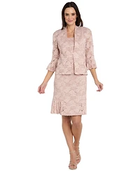 R & M Richards Petite Lace Pleat Hem Jacket Dress