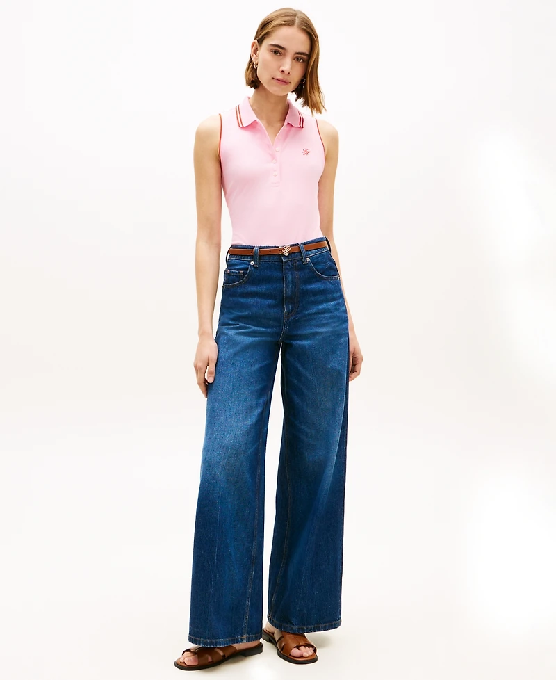 Tommy Hilfiger Women's Sleeveless Script Polo T-Shirt