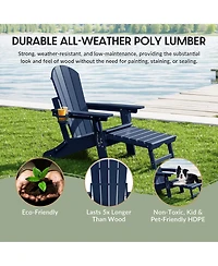 WestinTrends Folding Adjustable Adirondack Chair with Retractable Ottoman and Cup Holder
