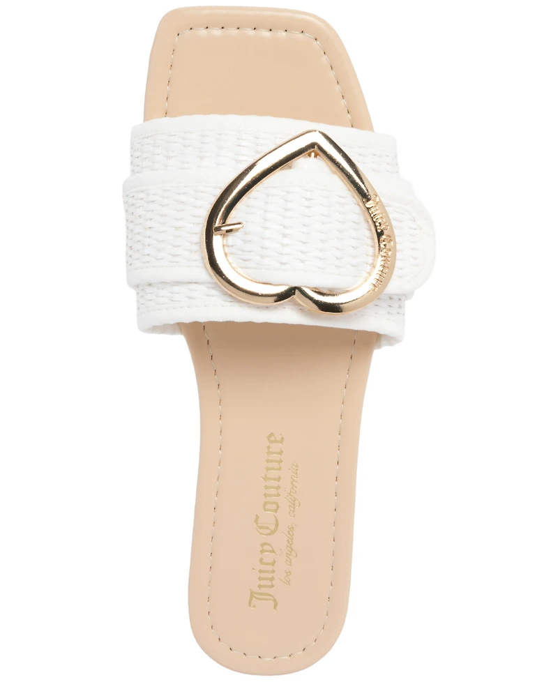 Juicy Couture Women's Zapphire Heart Buckle Slide Flat Sandals