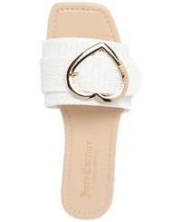 Juicy Couture Women's Zapphire Heart Buckle Slide Flat Sandals