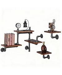 Yigii Industrial Rustic Pipe Shelves 5-Tier Wall Storage for Home Decor