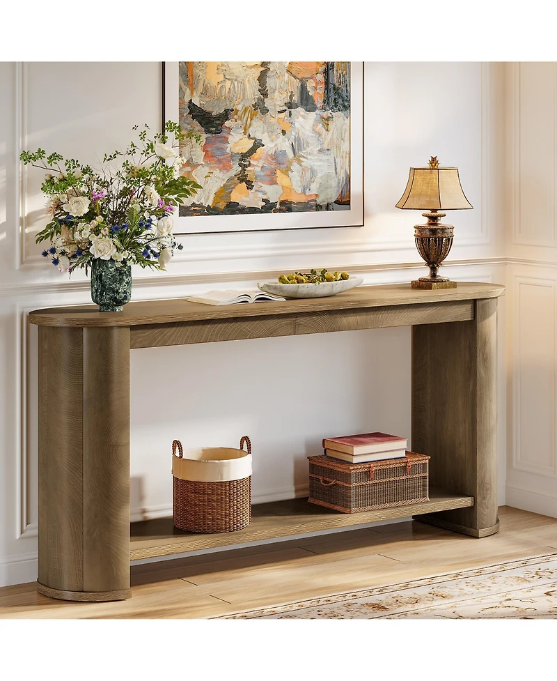 Tribesigns 63" Console Table with Shelf, Slim Entryway Sofa Table for Living Room