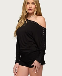 Edikted Women's Paola Off Shoulder Stud Top