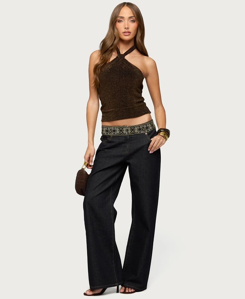 Edikted Women's Katalya Glitter Halter Top