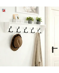 Yigii Lightweight Hardwood Coat Rack with 5 Hooks for Entryways