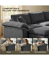 Homcom Sectional Sofa, L Shaped Couch with Deep Seat, Ottoman