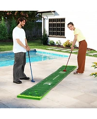 Mecale 11 ft Putting Green Mat with 2 Adjustable Putters & 6 Balls