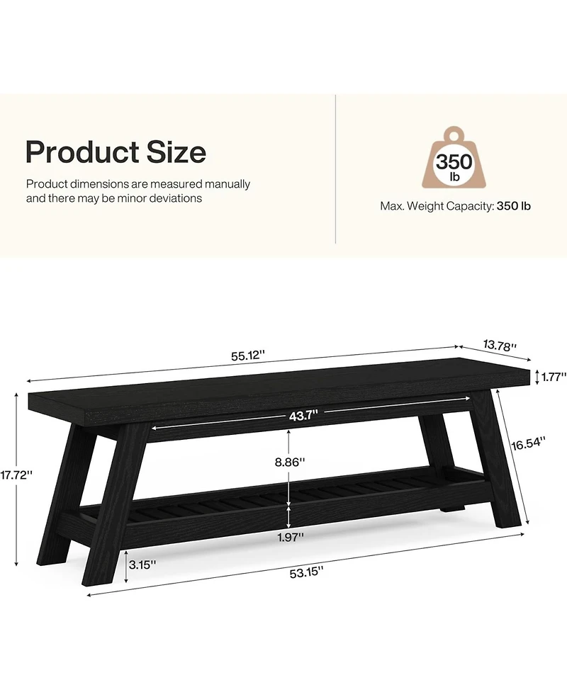 Tribesigns 55" Wood Entryway Bench with Shoe Storage