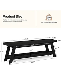 Tribesigns 55" Wood Entryway Bench with Shoe Storage