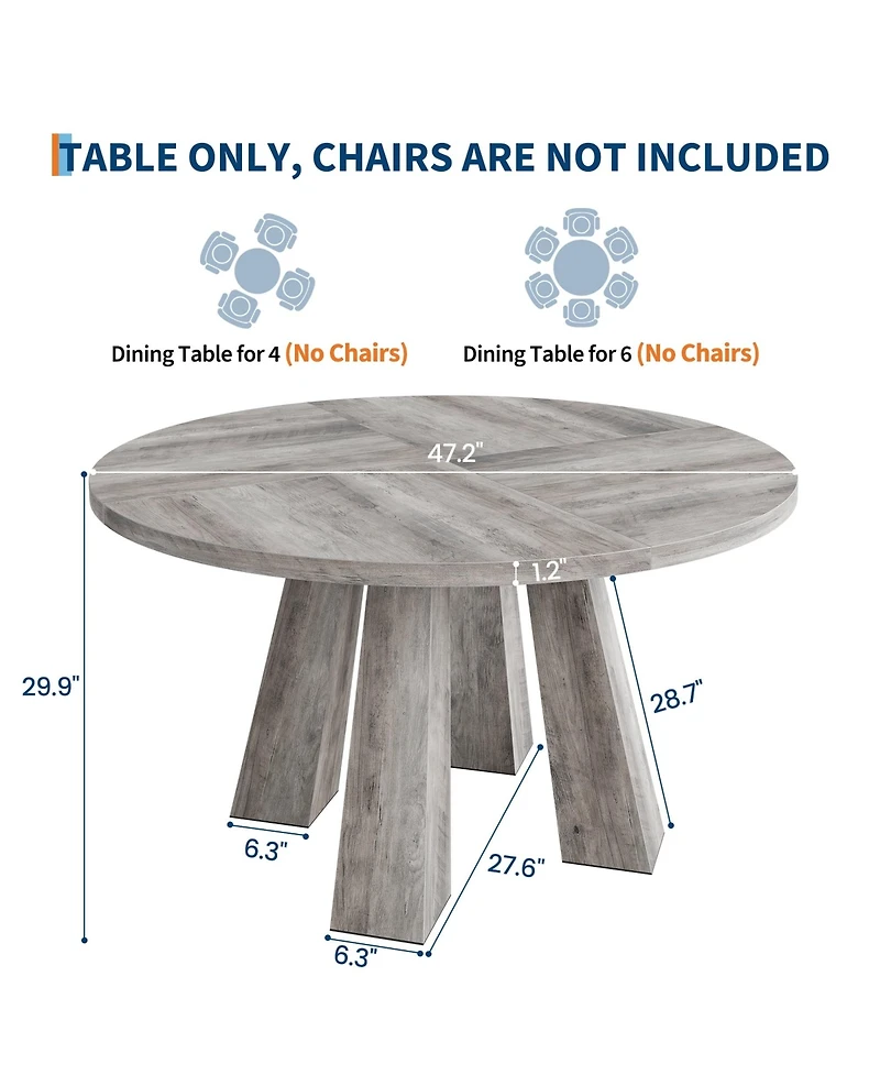 gaomon Round Dining Table for 4-6 People
