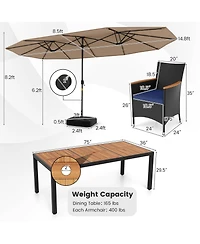 Gymax 11 Pcs Patio Dining Set w/ 15ft Double-Sided Umbrella (Base Included)
