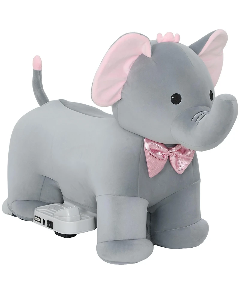 Qaba 6V Ride on Horse, Kids Ride on Toy Elephant with Music, Forward