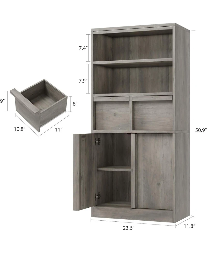 gaomon Tall Freestanding Bathroom Cabinet, 51" H, Doors & 2 Drawers, Organizer for Bathroom, Living Room, Kitchen & Pantry