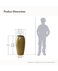 LuxenHome 23-Inch Tall Ceramic Planter, Decorative Round Pot for Plants & Flowers