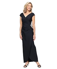 Alex Evenings Petite Pleated Side-Embellished Gown