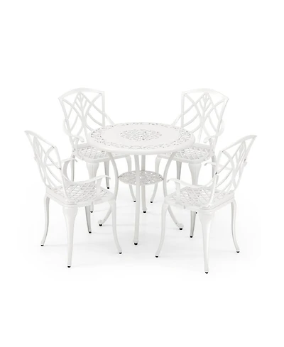 Clihome 31.5" Round Cast Aluminum Patio Table for 4 with 2" Umbrella Hole