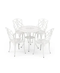 Clihome 31.5" Round Cast Aluminum Patio Table for 4 with 2" Umbrella Hole