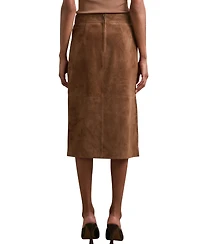 Reiss Women's Suede Straight-Fit Midi Skirt