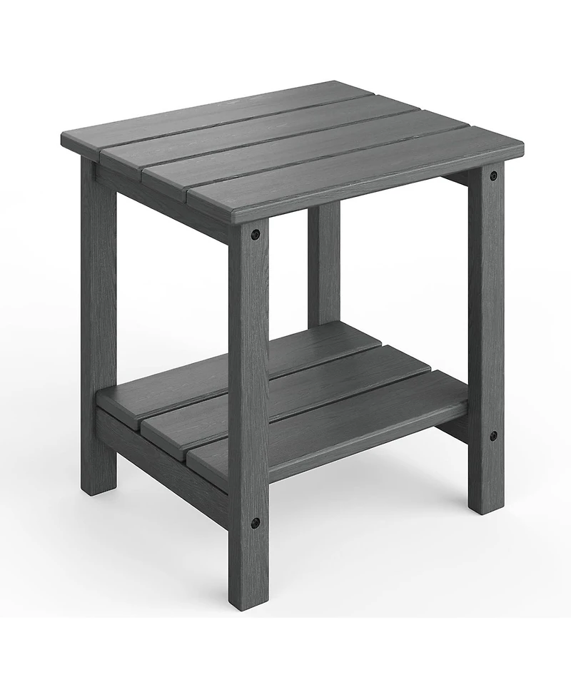 gaomon TrailBlaze in Adirondack Square Outdoor Side Table,2-Tier Storage Patio Side Table