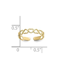 Curata Jewelry Solid 10k Gold Alternating Open Hearts Adjustable Toe Ring