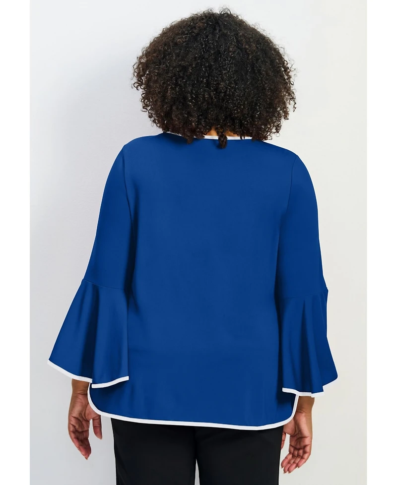 Avenue Women's Ivana Contrast Bell Sleeve Top
