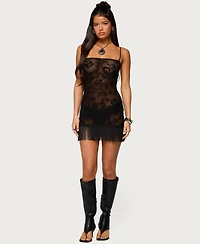 Edikted Women's Sophina Fringed Sheer Lace Mini Dress