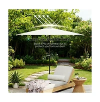 Clihome Small Vented Half Patio Umbrella,Half Outdoor Umbrella,with Crank 8 Ribs for