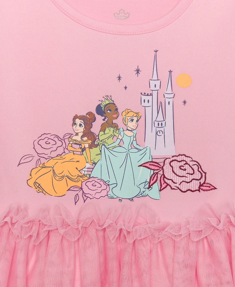 Hybrid Girls' 2T-6X Princesses Crewneck Cap-Sleeve Dress