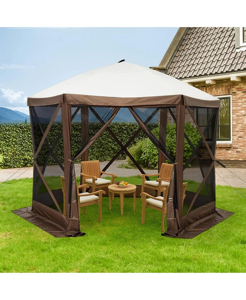 Gaomon 11.5x11.5 ft 6-Sided Pop-Up Gazebo Tent, Waterproof Uv Screen, Portable Sun Shelter with Carry Bag & Stakes, Outdoor Party