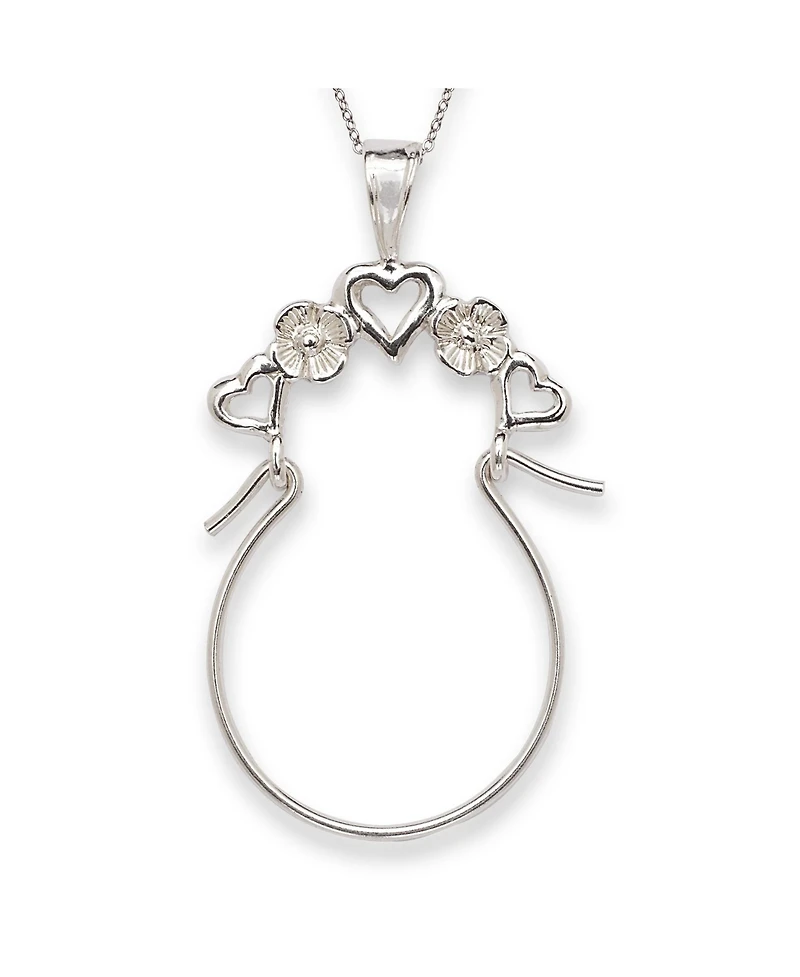 Curata Jewelry 925 Sterling Silver Solid Polished 5 Love Heart Charm holder Ring Holder Pendant Necklace