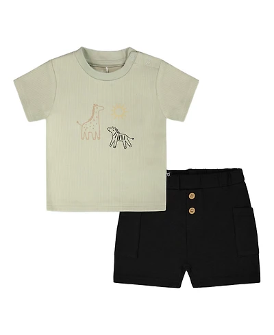 Deux par Baby Boys Cotton Rib Jersey T-Shirt and Short Set