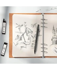 Htutwoo Metal Mechanical Pencil Set - 0.5mm & 0.7 mm Artist Pencil with 8 Tubes Hb Lead Refills and 3 Erasers for Writing, Drawing