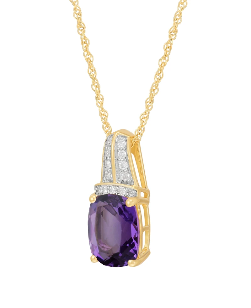 Macy's Amethyst (2-3/4 ct. t.w.) & Diamond (1/10 Pendant Necklace 14k Yellow Gold-Plated Sterling Silver